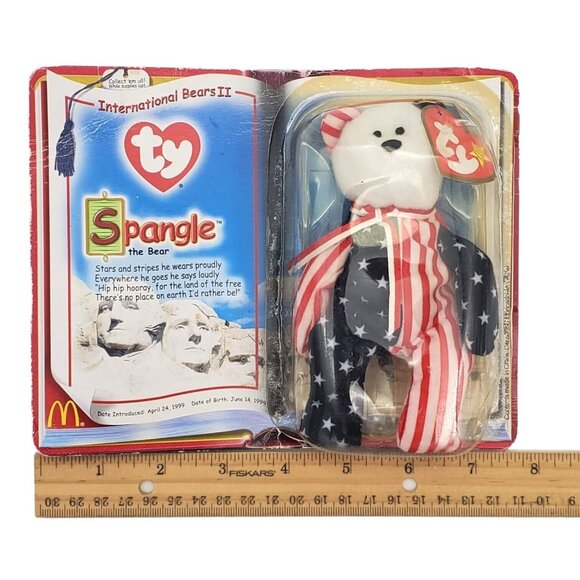 Ty Beanie Baby McDonald's Spangle‎ The Bear In Box 2000 International Bears Rare - Picture 4 of 5